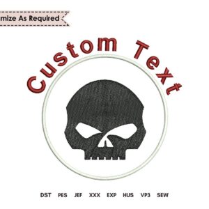 Halloween Embroidery Pattern With Skull Monogram