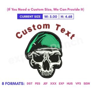 Green Cap Skull Design For Machine Embroidery