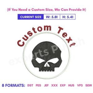 Halloween Embroidery Pattern With Skull Monogram