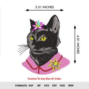 Animal Machine Embroidery Pattern Black Cat