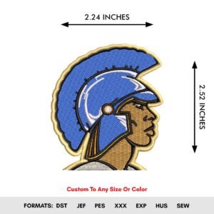 Trojan Head Machine Embroidery Pattern Spartan Mascot