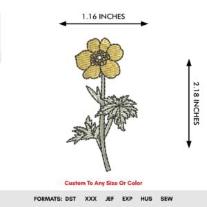 Yellow Wildflower Machine Embroidery Design Buttercup Pattern
