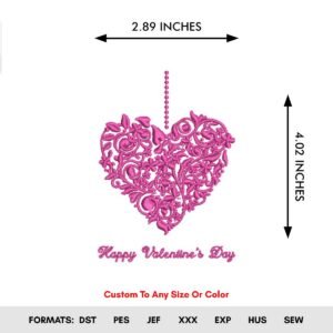 Happy Valentine's Day Heart Embroidery Pattern