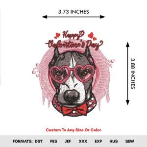 Valentine's Dog Machine Embroidery Pattern