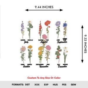 Larkspur Flowers Machine Embroidery Pattern