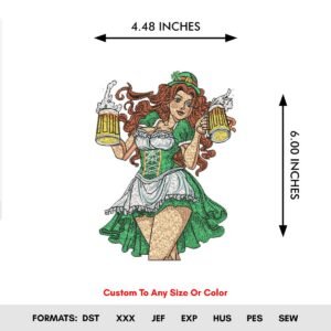 St Patrick's Day Beer Lady Embroidery Pattern