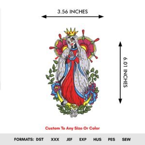 Sugar Skull With Flowers Machine Embroidery Pattern