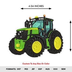 Green Tractor Machine Embroidery Design
