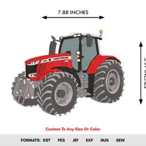 Red Farm Tractor Machine Embroidery Design