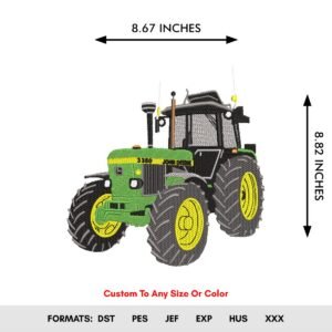 Green Farm Tractor Machine Embroidery Pattern
