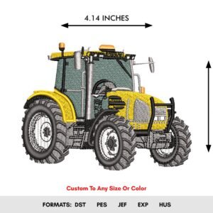 Yellow Farm Tractor Machine Embroidery Design