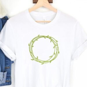 Laurel Wreath Frame Embroidered Green Vine Leaf Wreath