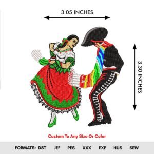 Mexican Couple Machine Embroidery Design, Fiesta Grande Pattern