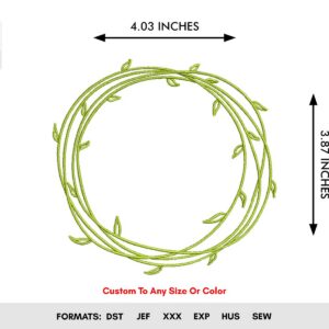 Laurel Wreath Frame Embroidered Green Vine Leaf Wreath