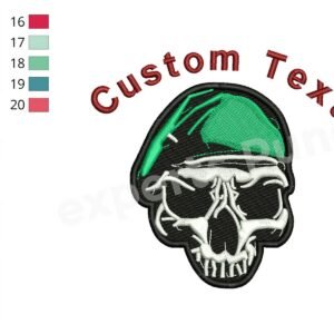 Green Cap Skull Design For Machine Embroidery
