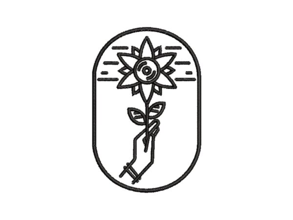 Black Flower With Hand Machine Embroidery Pattern