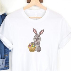 Easter Bunny Egg Basket Machine Embroidery Pattern