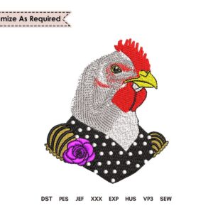 Rooster Machine Embroidery Pattern For Kitchen Hens