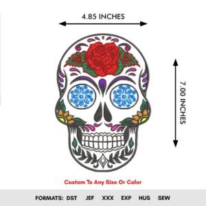 Embroidery Pattern for Skull Day Dead - Mexican Embroidery Design