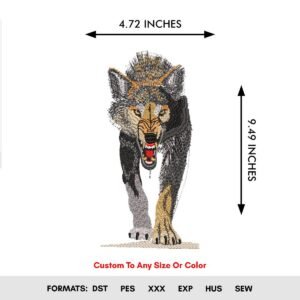 Embroidery Pattern of a Roaring Wolf, Forest Animal Design, Wildlife Pattern
