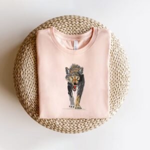 Embroidery Pattern of a Roaring Wolf, Forest Animal Design, Wildlife Pattern