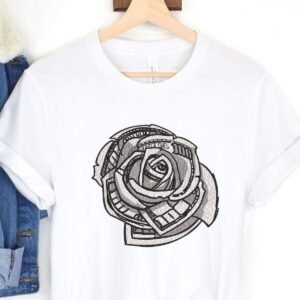 Vintage Rose Flower Machine Embroidery Pattern