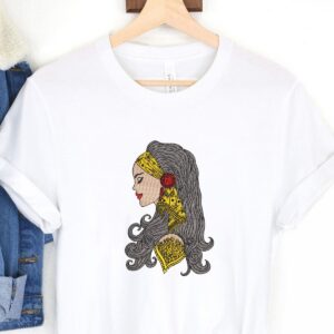 Tribal Lady With Long Curly Hair Embroidery Pattern
