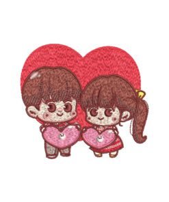 Love Couple Heart Machine Embroidery Pattern