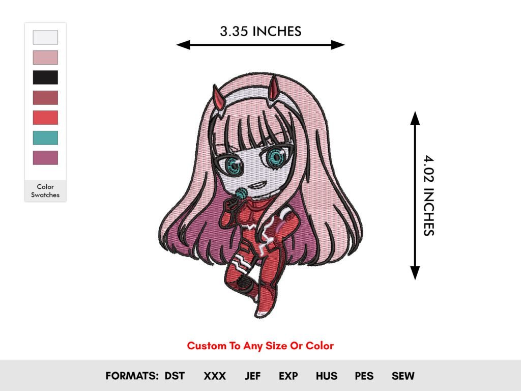 Zero Two Chibi Machine Embroidery Pattern – Experts Punch