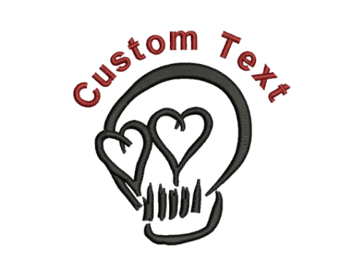 Skull with Heart Eyes Embroidery Design digitizing service near me UK